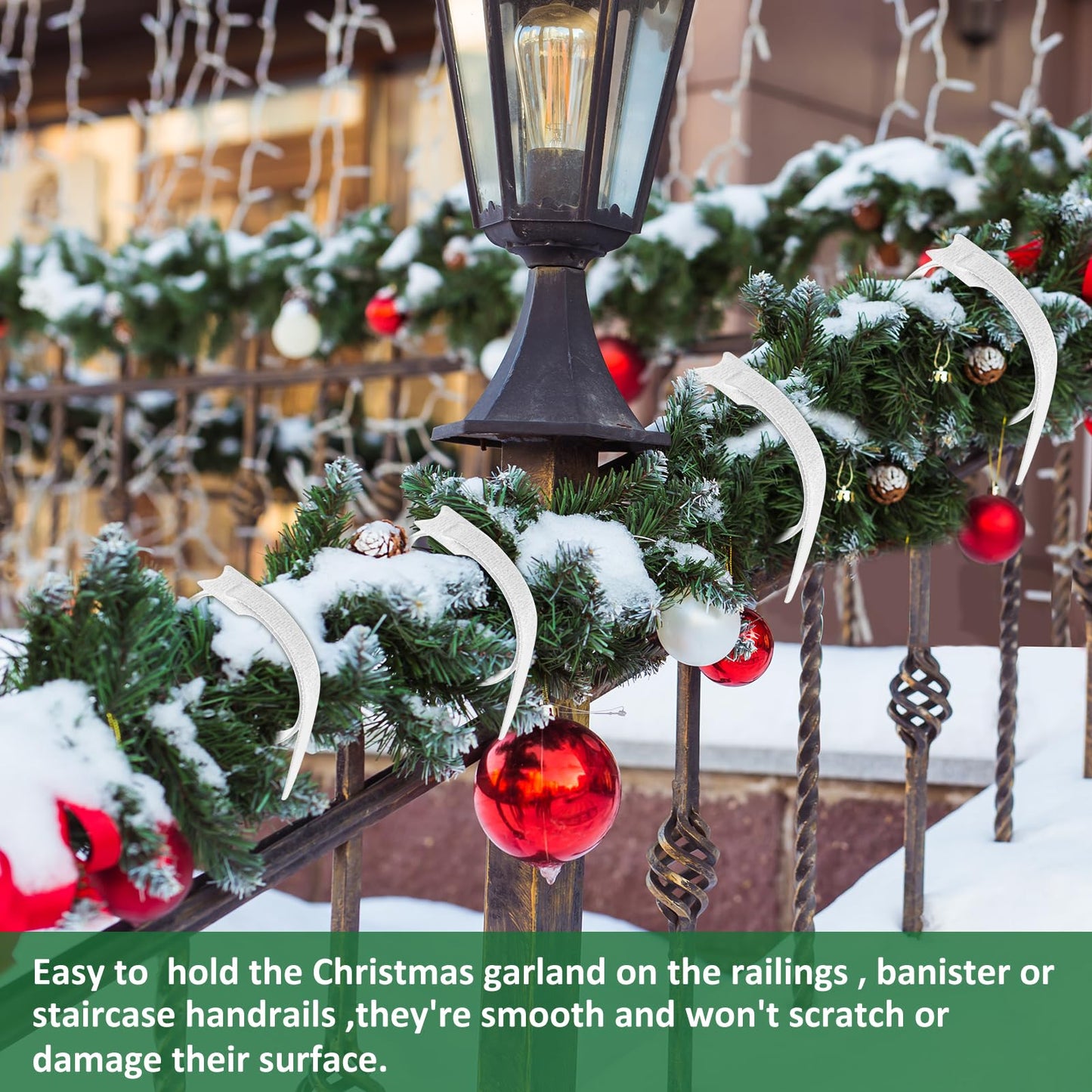 80Pcs Christmas Garland Ties White Hook and Loop Plant Cable Ties Adjustable Holiday Garland Ties Nylon Garden Plant Cable Strap for Wreath Garland Making Xmas Tree Door Banister Stairway Decoration