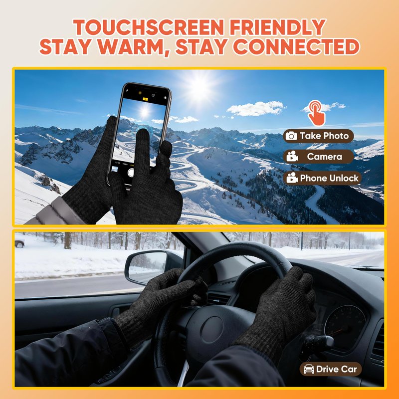 ihuan Winter Warm Hat Scarf Gloves Set for Christmas Gifts - Thermal Touchscreen Gloves Neck Scarves Warmer for Cold Weather Women