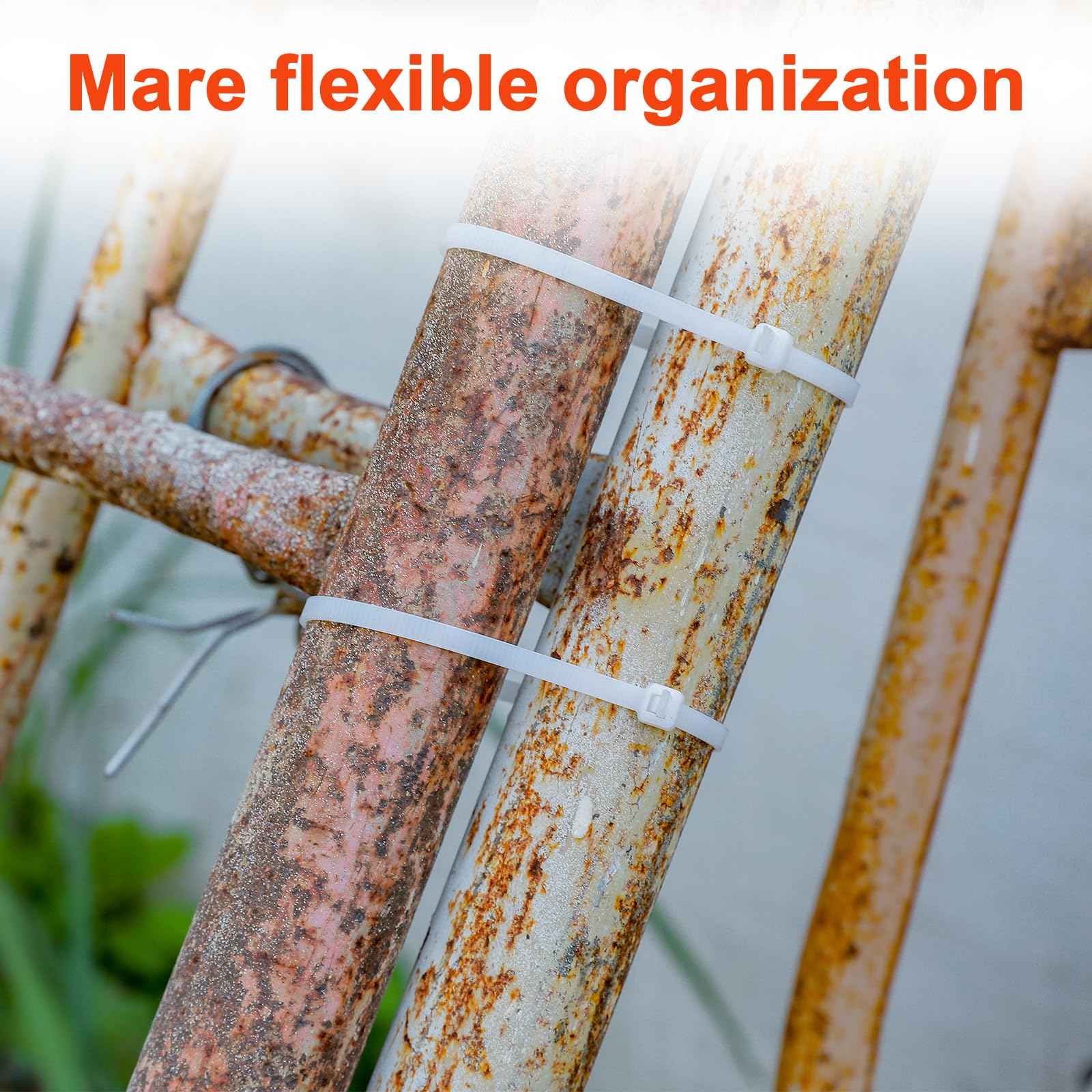 26 Inch White Long Zip Ties,60 LBS Tensile Strength Heavy Duty Large Cable Wire Ties With Self-Locking Adjustable More Durable Nylon Tie Wraps for Indoor Outdoor（100 Pack）