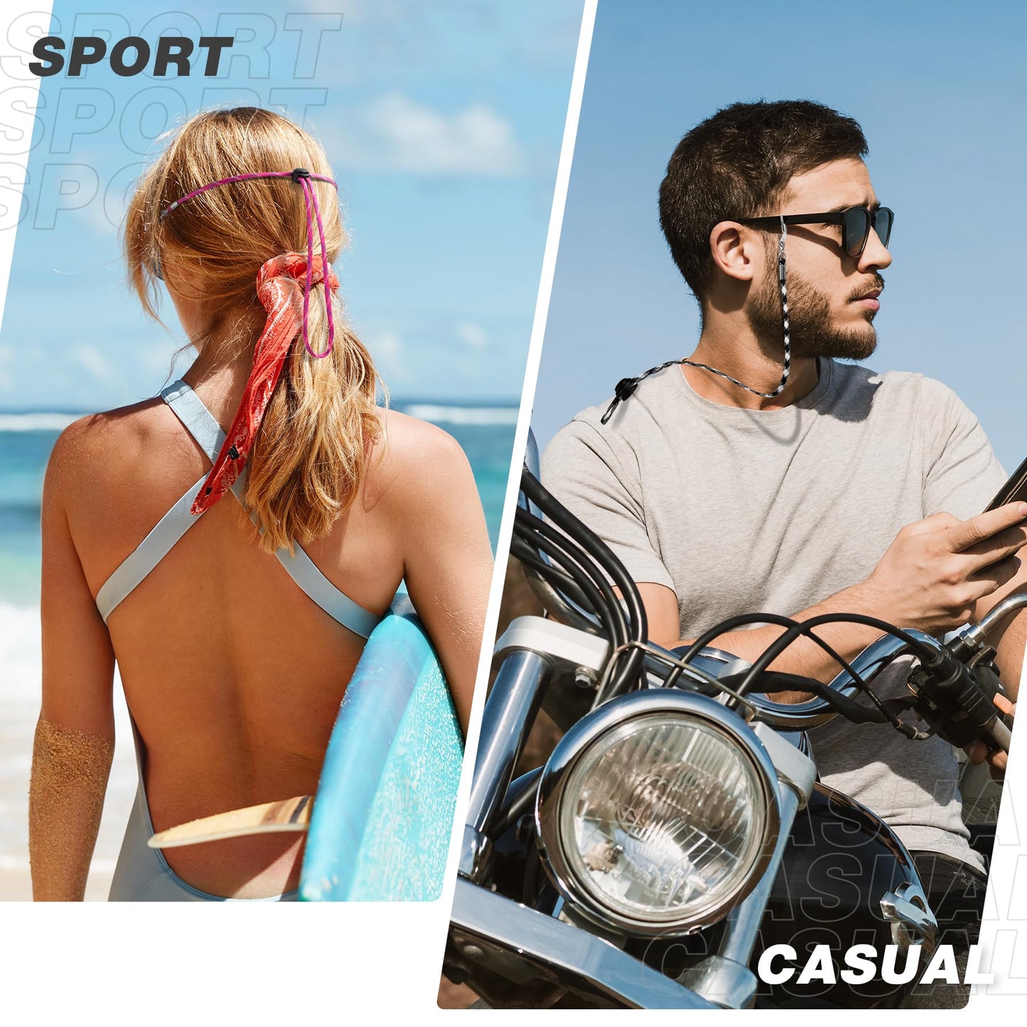 DUGRAFT Glasses Strap 6-Pack - Eye Glasses Holders Around Neck, Sunglasses Strap for Sports & Casual Wear - Adjustable, Secure & Comfortable