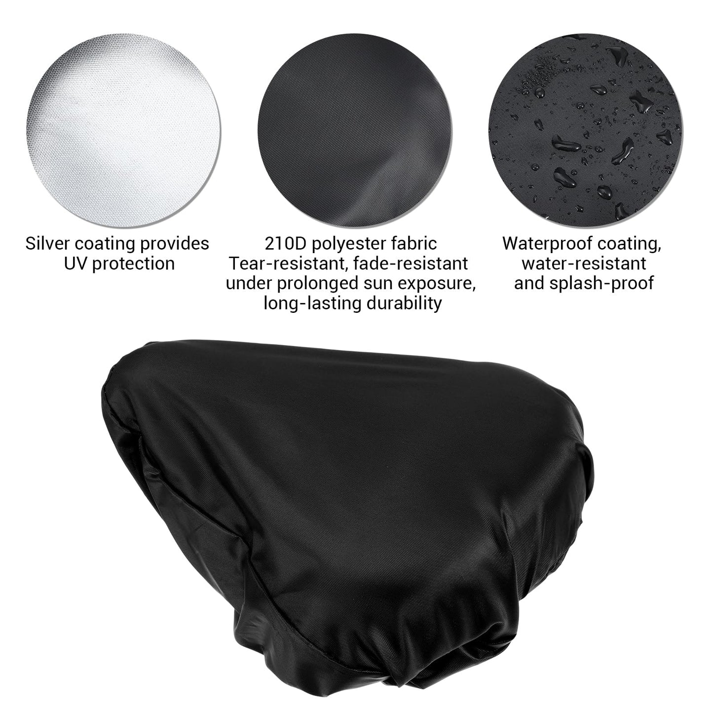 2pcs Bike Seat Cover Black Waterproof Bicycle Seat Cover Rainproof Black Bike Saddle Cushion Covers Protector with Drawstring Washable Seats Rain Covers for Multiple Bicycles and E-Bikes Women Men