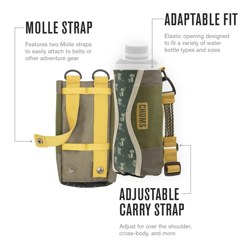 Chums Fjord Bottle Elastic Sling Bag – Adjustable Nylon and Polyester Tactical Tote for Water Bottles and Flasks (Fireside)