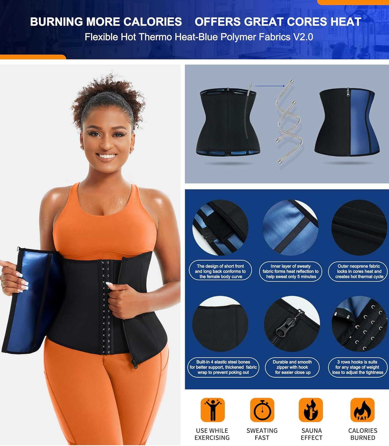 TrainingGirl Waist Trainer - Lower Belly Trimmer Corset for Women | Sweat Belt & Tummy Wrap