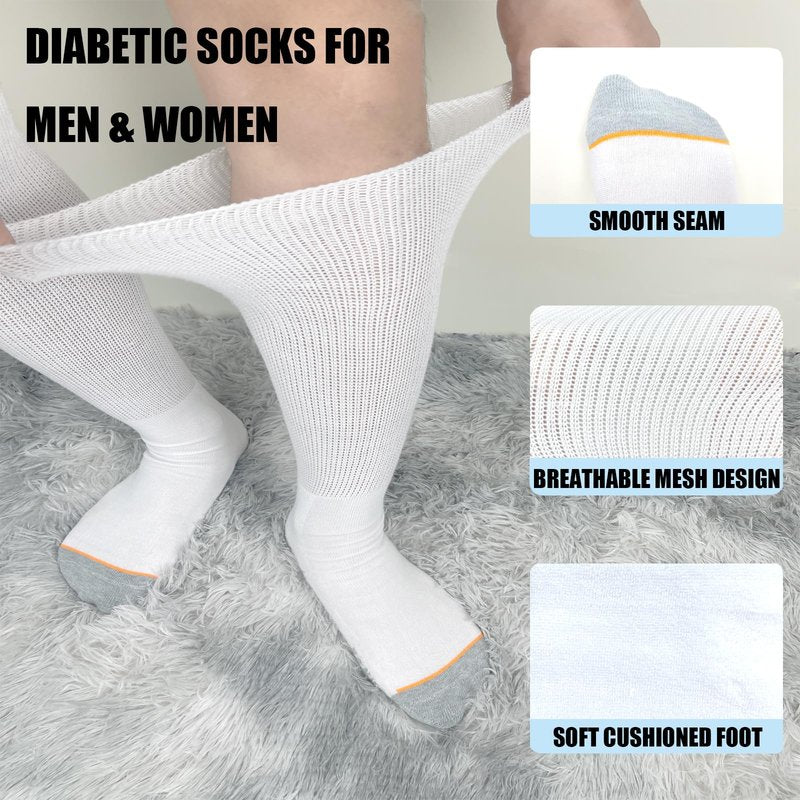 Ioryzek 2 Pairs Walking Boot Socks Liner air Cam Walker Cast Socks Fracture Boot Brace Breathable Surgical Orthopedics Socks for Men Women, White