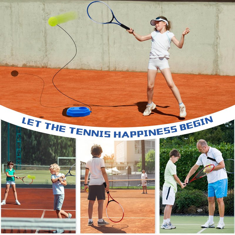 ZHUOKECE 21" Tennis Rackets for Kids, 2 Players Recreational Tennis Rackets Set for Beginners with 4 Tennis Balls, 3 Overgrips, 1 Tennis Bag (Blue)