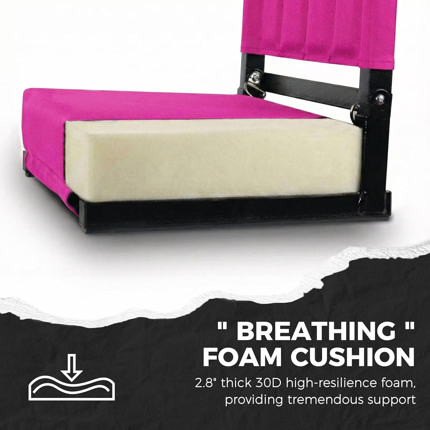 Sport Beats Stadium Seats - Comfortable Bleacher Chair with Back Support & Cushion | Pink, 1pc, 17" W x 12" D x 16.5" H