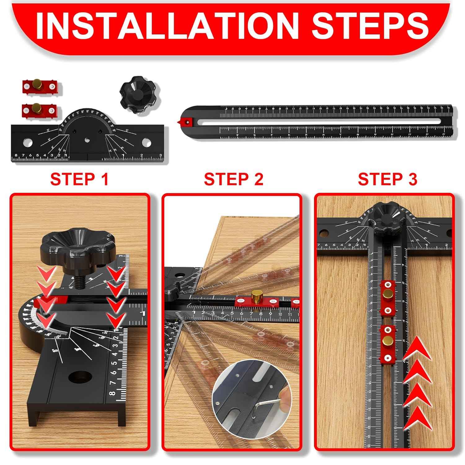 29-Inch Adjustable Woodworking T Square Ruler - Precision Angle Measurement Tool for Carpentry & Drafting