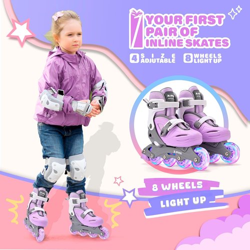 2PM SPORTS Inline Skates for Kids - Adjustable Light-Up Roller Skates for Ages 4-12