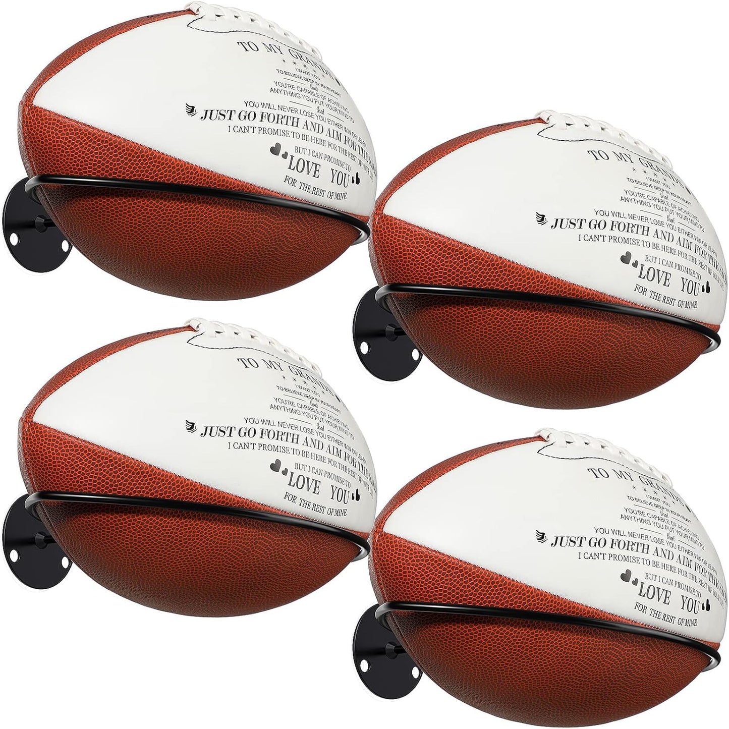 Threan Football Wall Mount Holder - Stylish Sports Ball Display Stand for Soccer, Basketball, Rugby | Metal Design