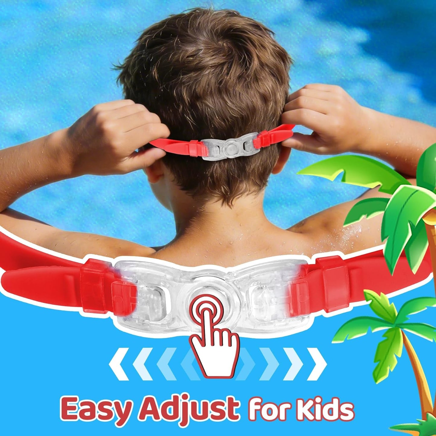 Vvinca Swim Goggles - Anti-Fog UV Protection | No Leak Design for Kids Ages 3-15 (2 Pack)