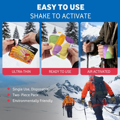 Hand Warmers - Air Activated Warmers 10 Packs (2 Warmers per Pack) Heated Gloves for Men & Women