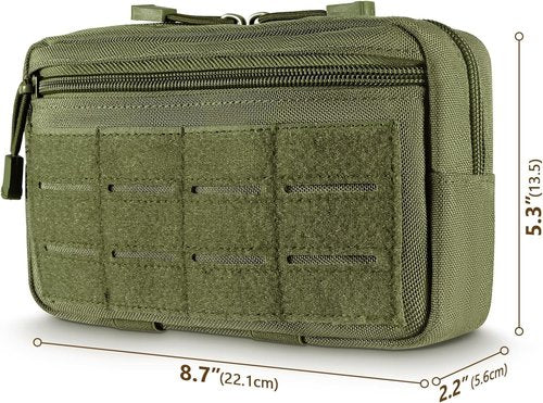 FRTKK Tactical Molle Admin Pouch - Utility Laser Cut EDC Tool Bag with US Flag Patch & Keychain