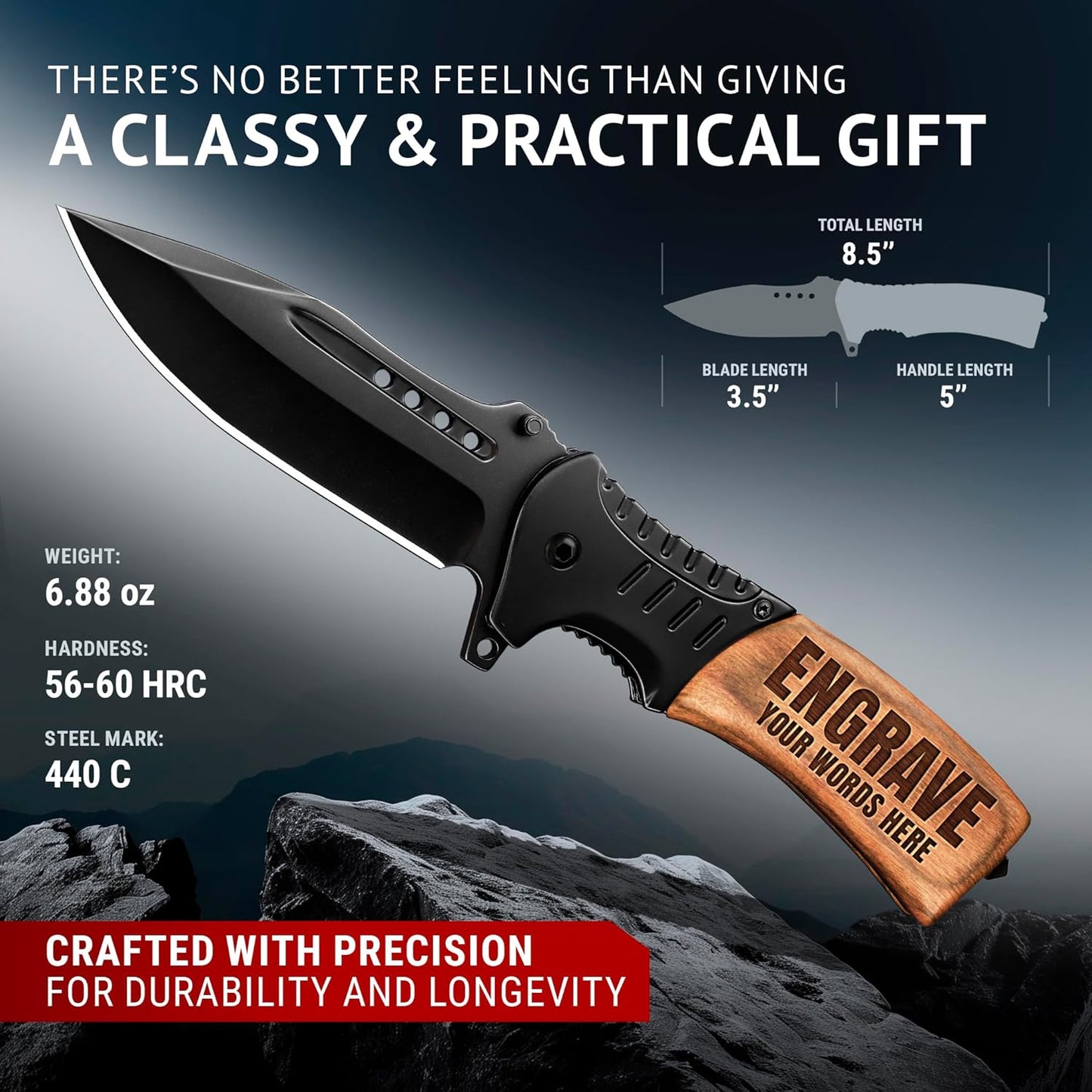 Skiennix Custom Knife - Personalized Engraved Gifts for Men & Women - Unique Pocket Knives for Any Occasion