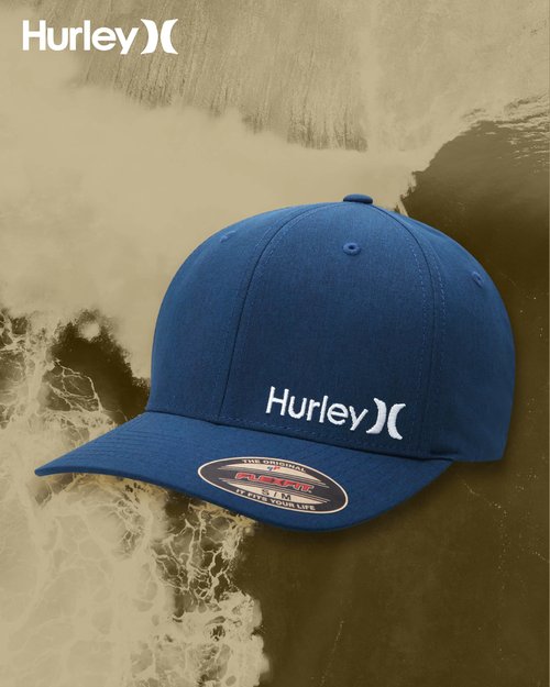 Hurley Mens Baseball Cap - Moisture Wicking Flexfit Curved Bill Fitted Baseball Hats for Men, Size Large-X-Large, Blue Beyond