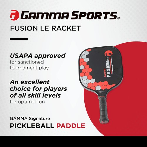Gamma Sports 2.0 Pickleball Paddles: Mens and Womens Textured Fiberglass Face Pickle-Ball Racquet - Indoor and Outdoor Racket: Fusion Red, ~8 oz