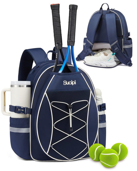 Sucipi Kids Tennis Bag, Professional Youth Tennis Bag Backpack Tennis Racket Bags Suitable for Girls Boys Junior, Navy Bule