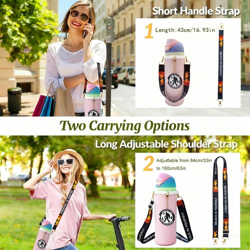 Basketball Accessories Set Compatible for Owala Water Bottle 24 oz,32 oz,40 oz,Tumbler,FreeSip - Includes Shoulder Strap,Handle Strap,Silicone Ring,Keychain Charm,Basketball Gifts for Women Men