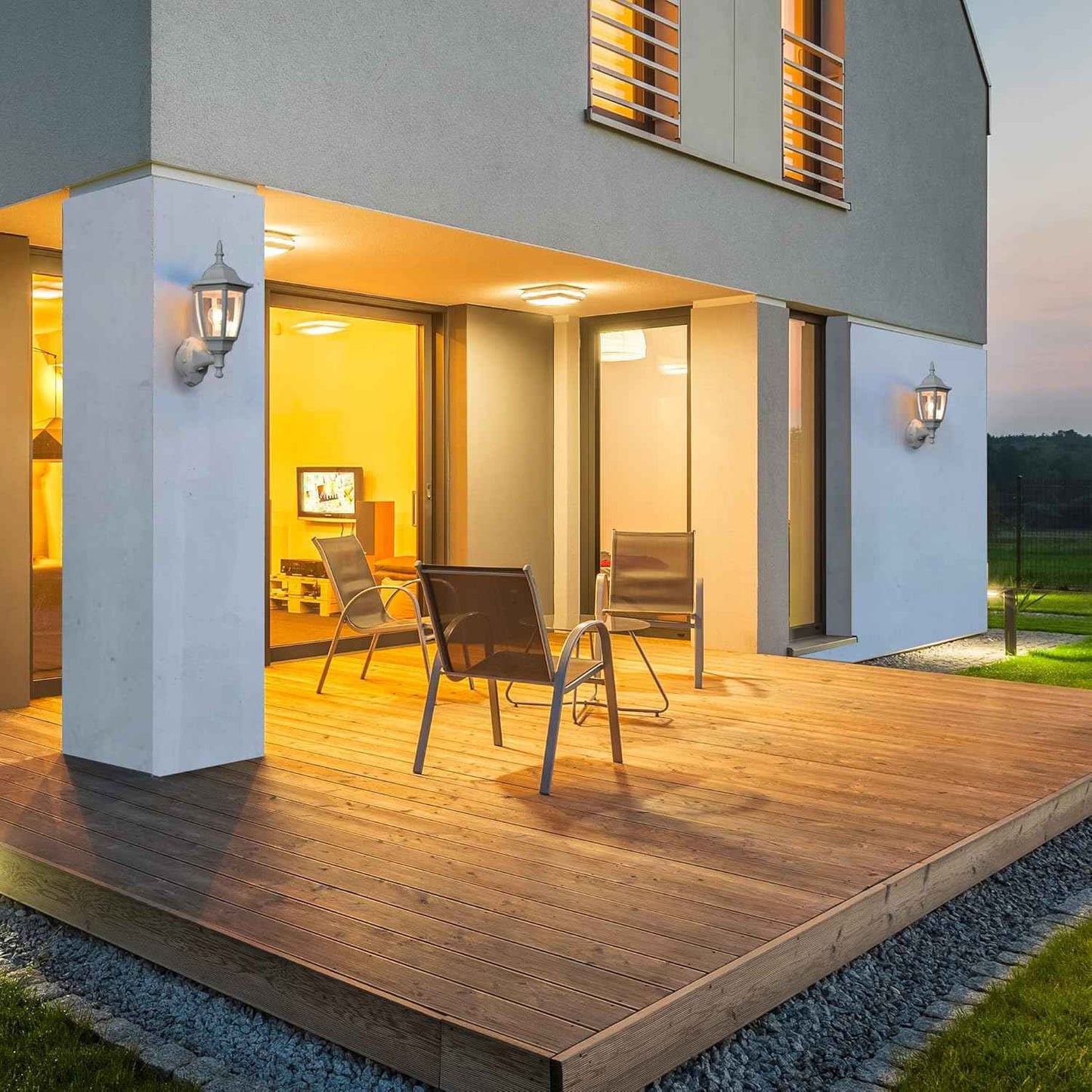 Outdoor Wall Light with Dusk to Dawn Sensor - 2-Pack LED Lanterns for Porch & Garage