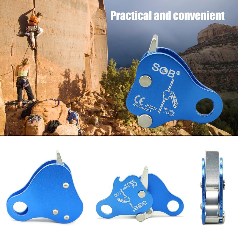 RESQT Climbing Ascender Fall Protection Belay Device - Aluminum Magnesium Alloy Rope Grab Clamp for Rock Climbing, Mountaineering, Arborist, Rescue & Aerial Work