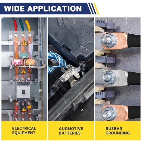 Haisstronica 10pcs 6 AWG Tinned Copper Battery Lugs - Heavy Duty Wire Connectors with Heat Shrink Tubing | M8 Size