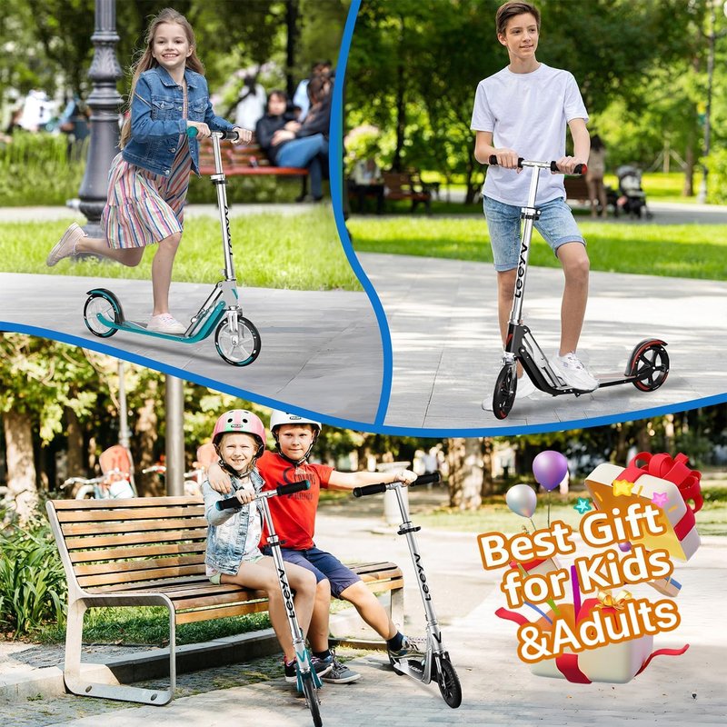 Adult Scooter - Folding, Adjustable Height, Big Wheels, Lightweight All-Aluminum Frame | Suitable for Teens 12+ | 265lbs Weight Limit