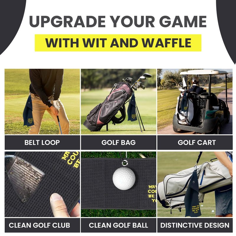 May The course be with You Disc Golf Microfiber Towel - Ideal Golf Accessories for Men and Women, Holder Clip, Perfect for Golf Bags Accessories, Enhance Your Golfing Experience | Great Gift Idea