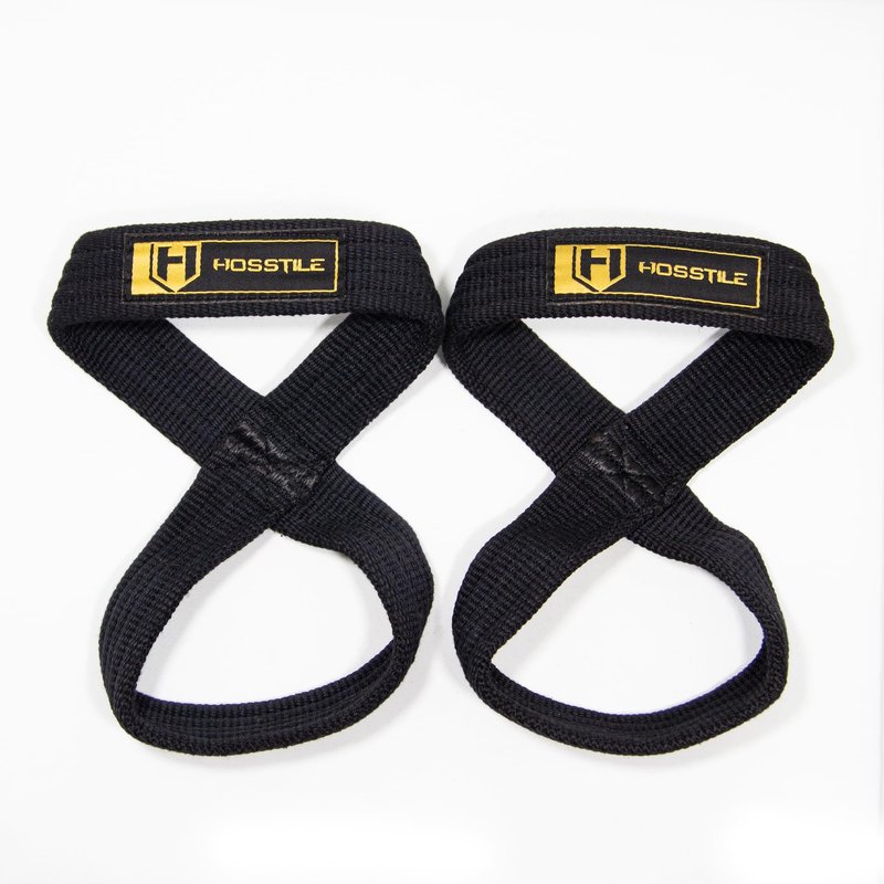 HOSSTILE Figure 8 Lifting Straps (Pair) – Heavy-Duty Cotton Webbing, Non-Slip Design, Adjustable Fit, for Strength Training, Bodybuilding & Weightlifting