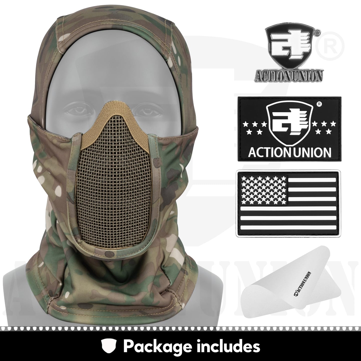 ACTIONUNION Tactical Airsoft Balaclava Mesh Mask Set (CP)
