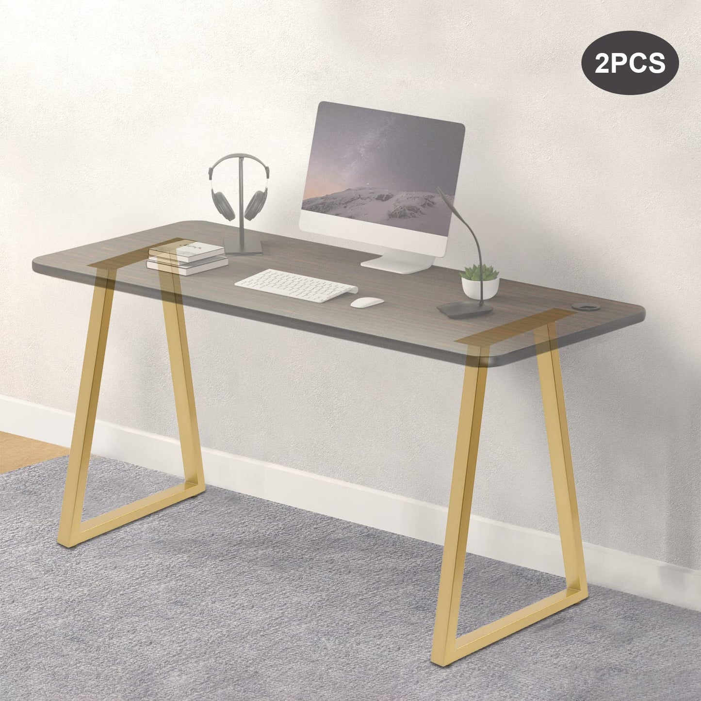 Fronimo Metal Gold Table Legs 28''Inch 2Pc Trapezoid Metal Table Legs Dining Table Legs Desk Legs Bench Legs for Homes Offices Hotels Bars Without Boards