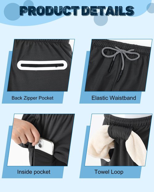 Cutecrop 3 Pcs Men's 2 in 1 Athletic Running Pants Quick Dry Gym Workout Compression Pants with Pockets Towel Loop(Multicolor,L)