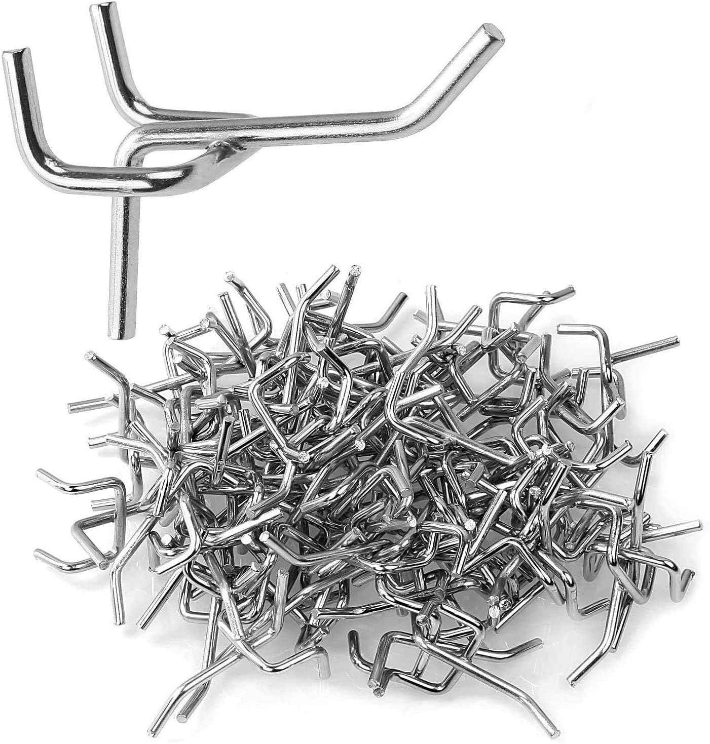 JMIATRY 100PCS Metal Pegboard Hooks 1 Inch Pegboard Hooks 1/8" Diameter Heavy Duty Board Shelving Peg Board Hook for 1/4" - 1/8” Thick Metal Perforated Pegboards, Pegboards Counters Display, Crafts