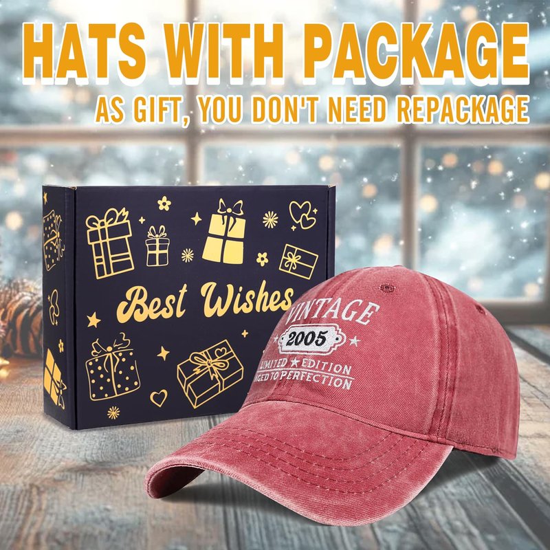 21st Birthday Gifts for Her Him Vintage 2005 Hats Turning 21 Gift Ideas for Men Women Black Hat (Red)