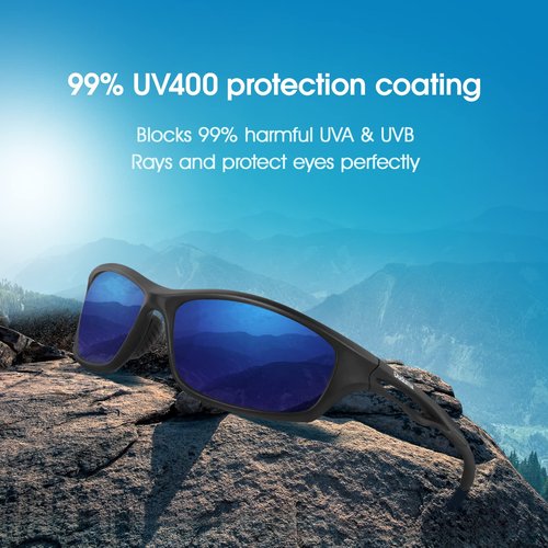 Duduma Polarized Sports Sunglasses for Men Women Running Cycling Fishing Golf Driving Shades Sun Glasses Tr90 (black matte frame with blue lens)