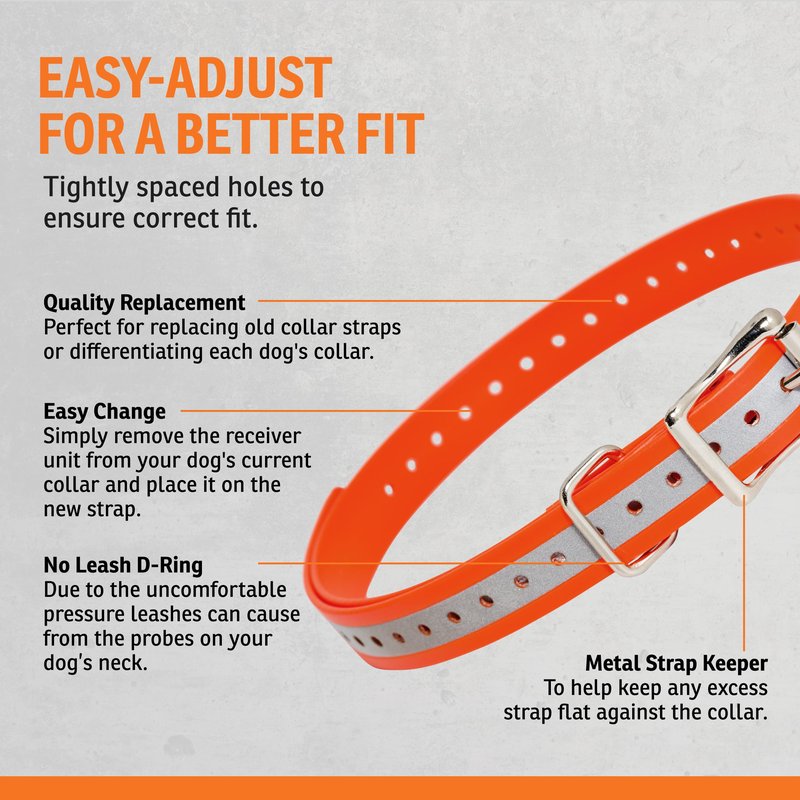 SportDOG 3/4-Inch Collar Strap - Waterproof Replacement Strap for Rugged Outdoor Use - Adjustable Collar with High Visibility - Reflective Orange