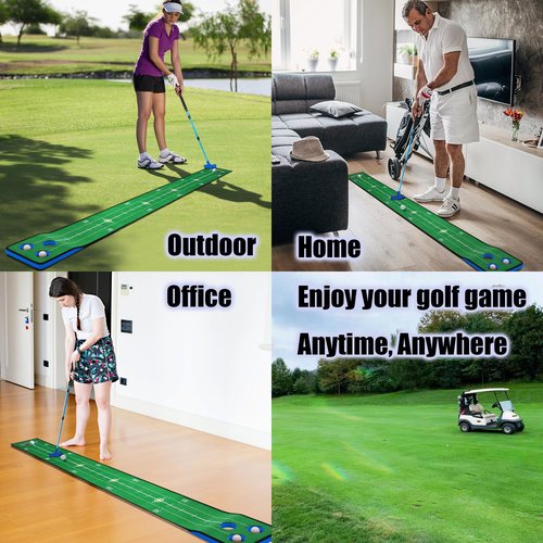 Y-Nut Putting Game, Indoor Green Putting Game Set, Detachable Golf Putting Mat - Includes 1 Putter, 6 Golf Balls, 3 Golf Cups, 1 Bag for Home Office Backyard with Family/Friends