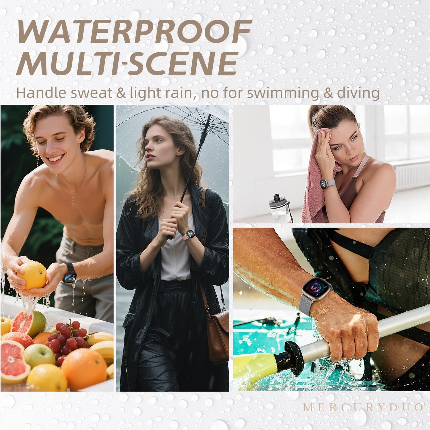 Odbeai Stretchy Strap Compatible with Fitbit Sense 2 Bands/Sense Band, for Versa 4 Bands for Woman/Versa 3 Band, Water-Resistant Adjustable Soft Nylon Elastic Braided Sport Wristbands, 5 Packs