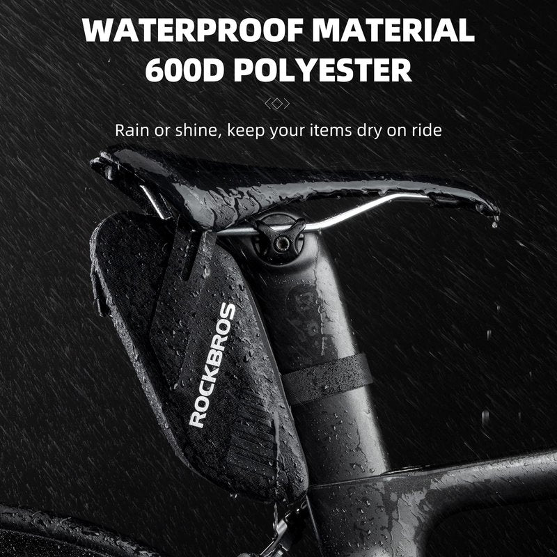 ROCKBROS Bike Seat Bag, Waterproof 0.6L Bike Seat Bag Frame Bag, Lightweight Bike Saddele Bag Top Tube Bag, Bike Accessories for Mountain MTB Road Foldable Bikes