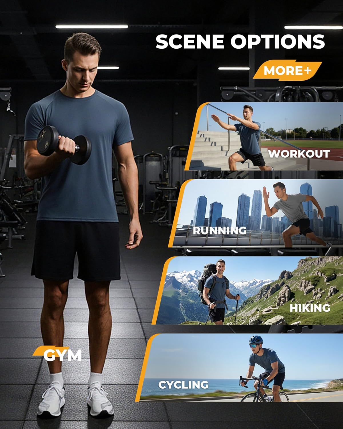 Skiennix Men's Workout Shirts - Quick Dry Moisture-Wicking T-Shirts for Gym & Running | 2-Pack Black