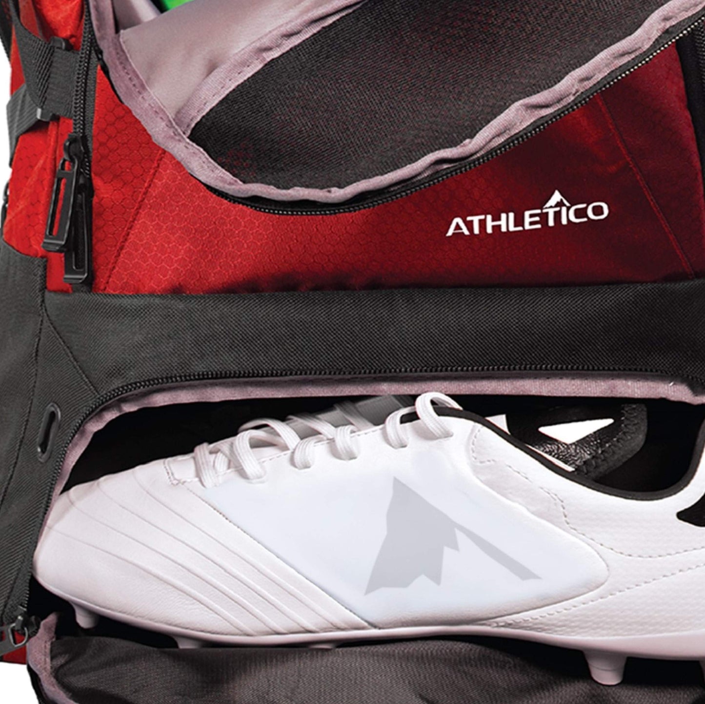 Athletico National Soccer Bag - Backpack for Soccer, Basketball & Football Includes Separate Cleat and Ball Holder (Red)