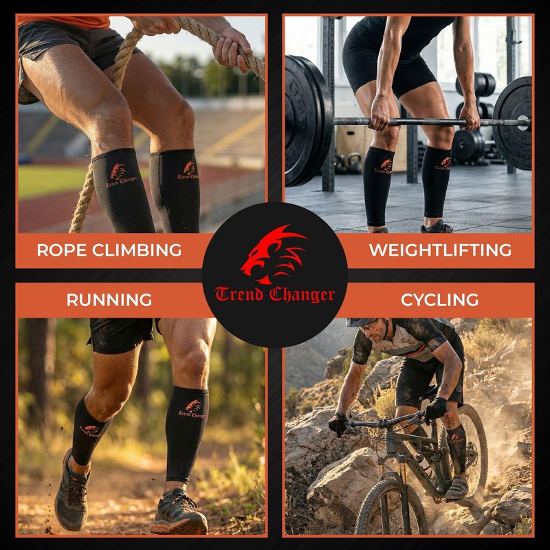 Trend Changer 7mm Weightlifting Shin Guards & Calf Support Brace – Adult Shin Guard with Thick Neoprene Padding for Deadlifts, CrossFit, Rope Climbs, Box Jumps – Adjustable Compression Fit for Men & Women