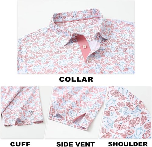 M MAELREG Men's Golf Shirt - Short Sleeve Dry Fit Polo with Moisture-Wicking Performance | Stylish Patterns
