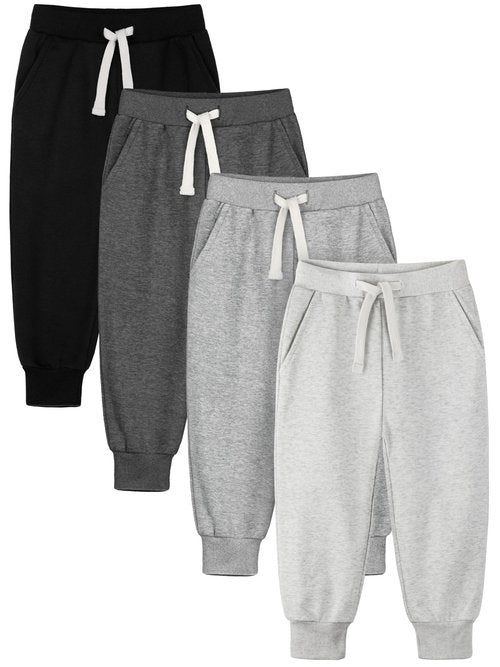 HXP 4 Pack Toddler Boys Sweatpants Pure Cotton Toddler Sweatpants Boys Kids Joggers Pants with Pocket Drawstring