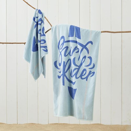 Great Bay Home 100% Cotton Beach Towels - Absorbent 30 x 60" Blue Pool Towels for Adults & Kids