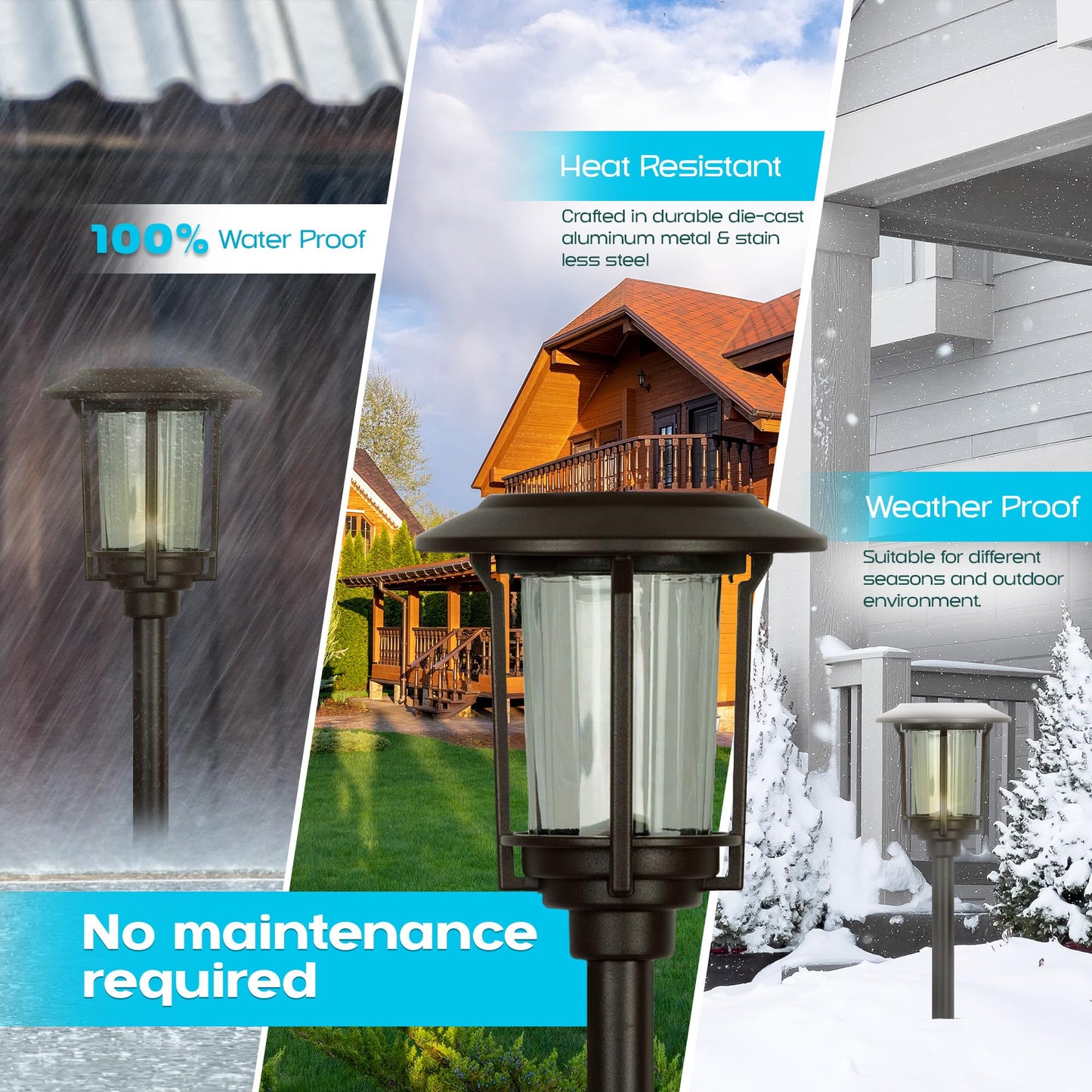 Smart Yard Solar LED Pathway Lights - 6 Pack, Nickel Finish, Modern Metal Design, Waterproof Outdoor Yard Lights, Automatic Rechargeable for Garden, Patio, and Pathways