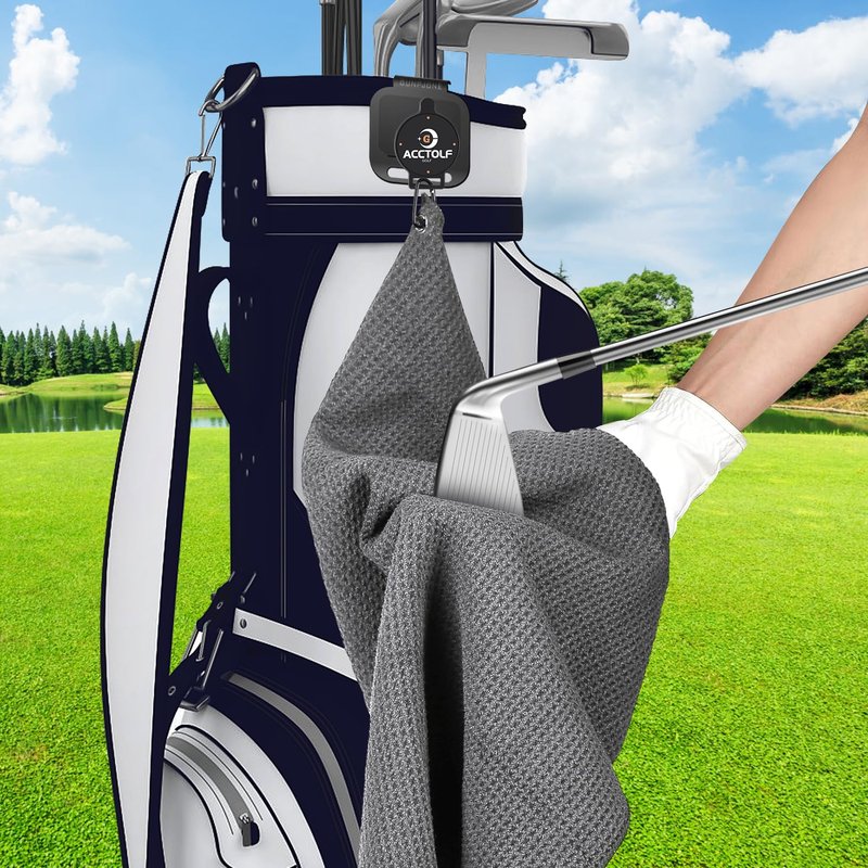 ACCTOLF Magnetic Golf Towel, 2Pcs Magnetic Clip for Golf Towel, Microfiber Golf Towels for Man/Women, Industrial Strength Magnet for Strong Hold to Golf Carts/Bags/Clubs