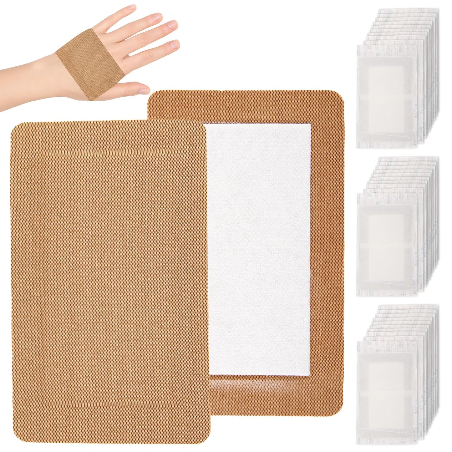 30 Pcs Extra Large Adhesive Bandages, 5" x 3" Fabric Bandages with Non-Stick Pad, Flexible Band Aids, Latex Free Painless Removal for Wound Care and First Aid, Sterile Fabric Bandage
