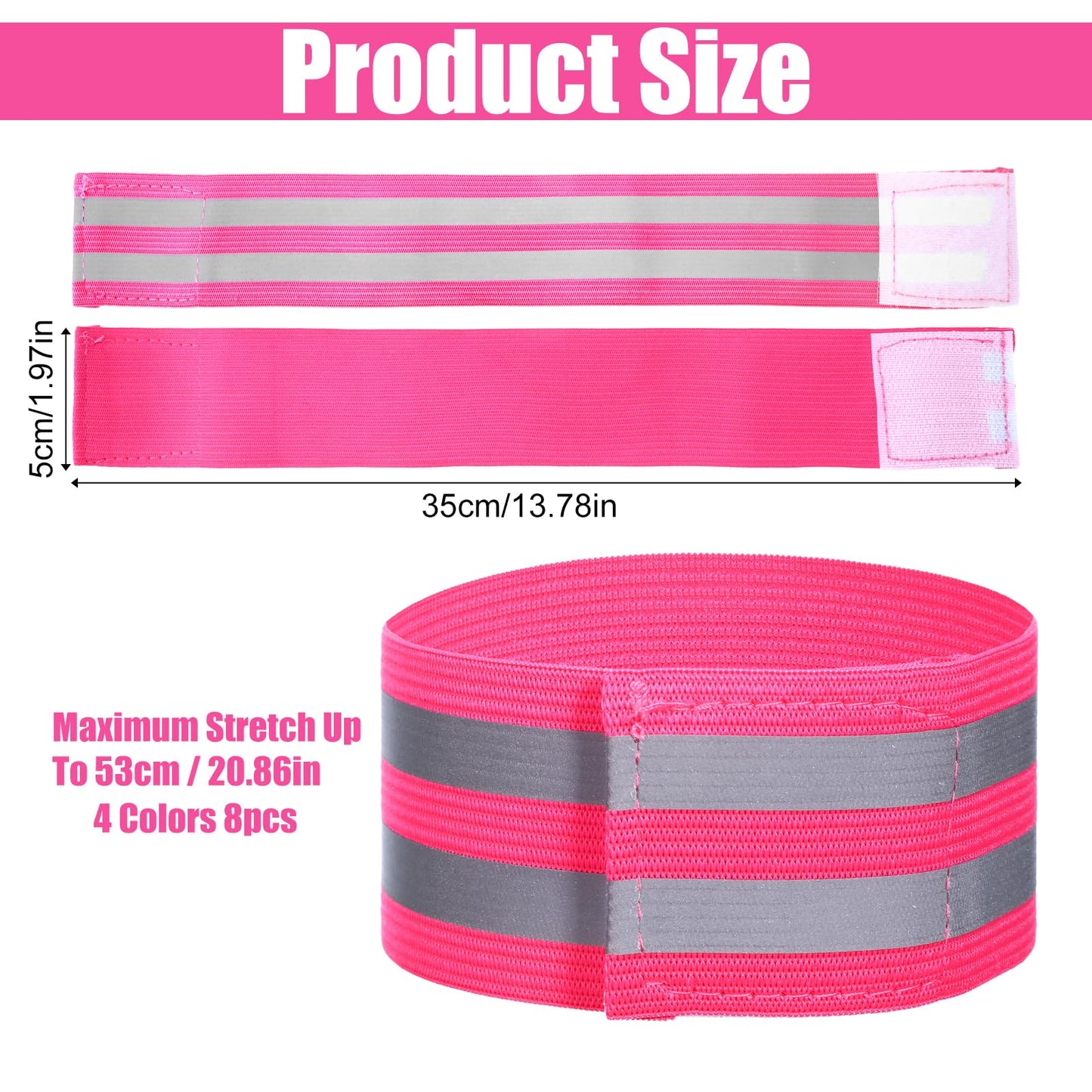 WJIAAA 8 Pcs Reflective Arm Bands for Runners,High Visibility Reflective Running Gear for Wrist Arm Ankle Leg Running Walking Cycling at Night Reflecting Gear Men Women