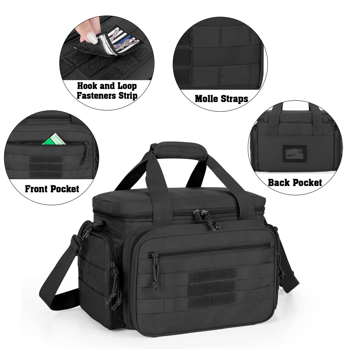DSLEAF Tactical Gun Range Bag for 4 Handguns, Pistol Range Bag for Shooting