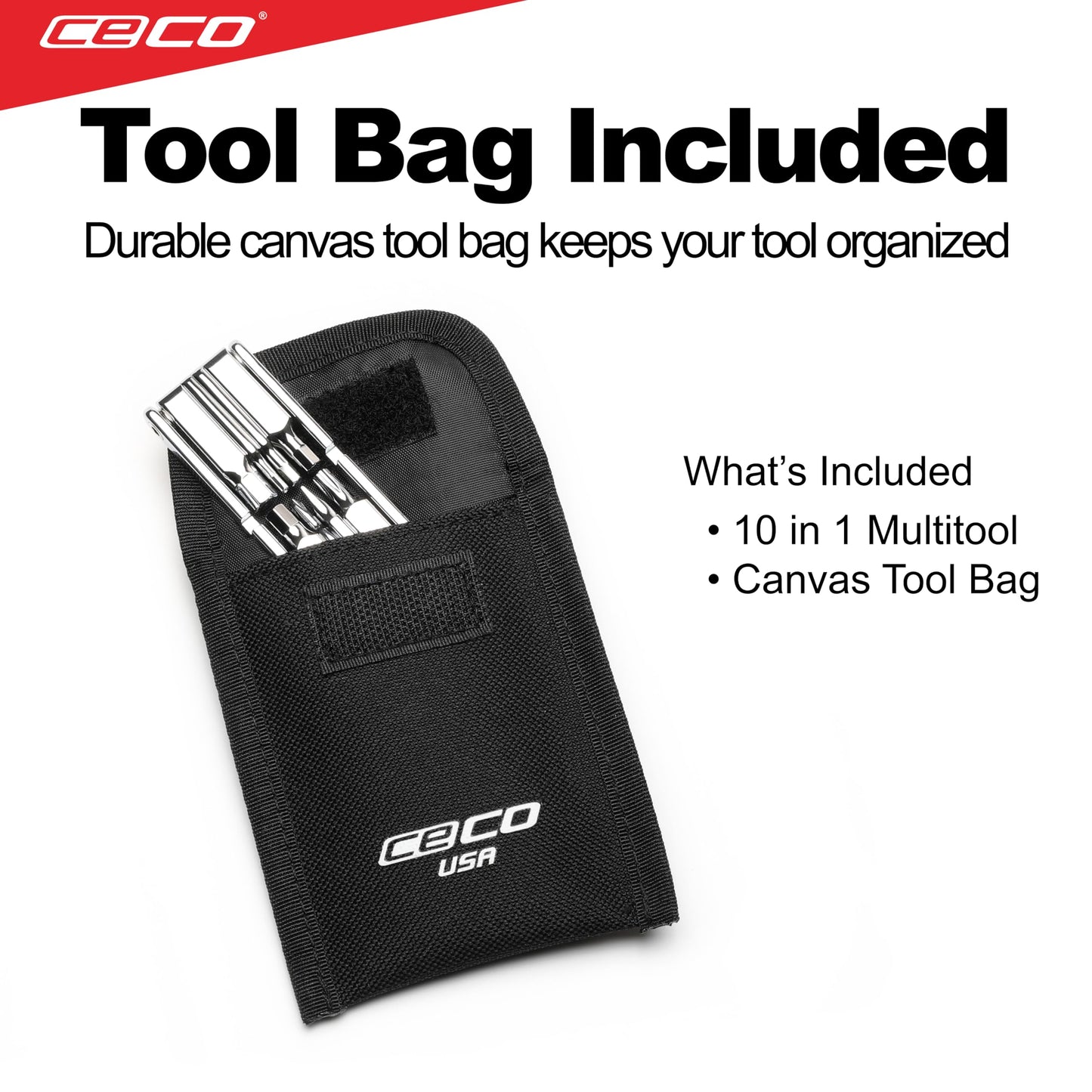 CECO USA 10 Function Bicycle Multi Tool, Ultra Slim Sized, Lightweight, Polished Chrome Finish, High Strength CR-V 6150 Tool Steel, Mountain Bike, Road Bike