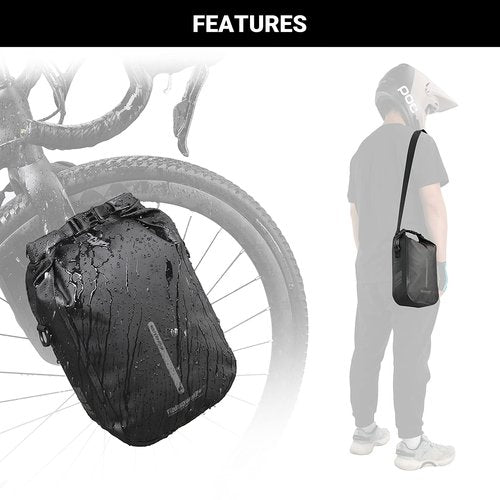 Himiway 2-Pack Bike Front Fork Bag IP68 Waterproof Bike Pannier Bag 4L*2 Bike Fork Bag Front Rack with 3M Reflective Strips Bike Bag with Quick Release Shoulder Bag Durable Shelf Package for All Bikes